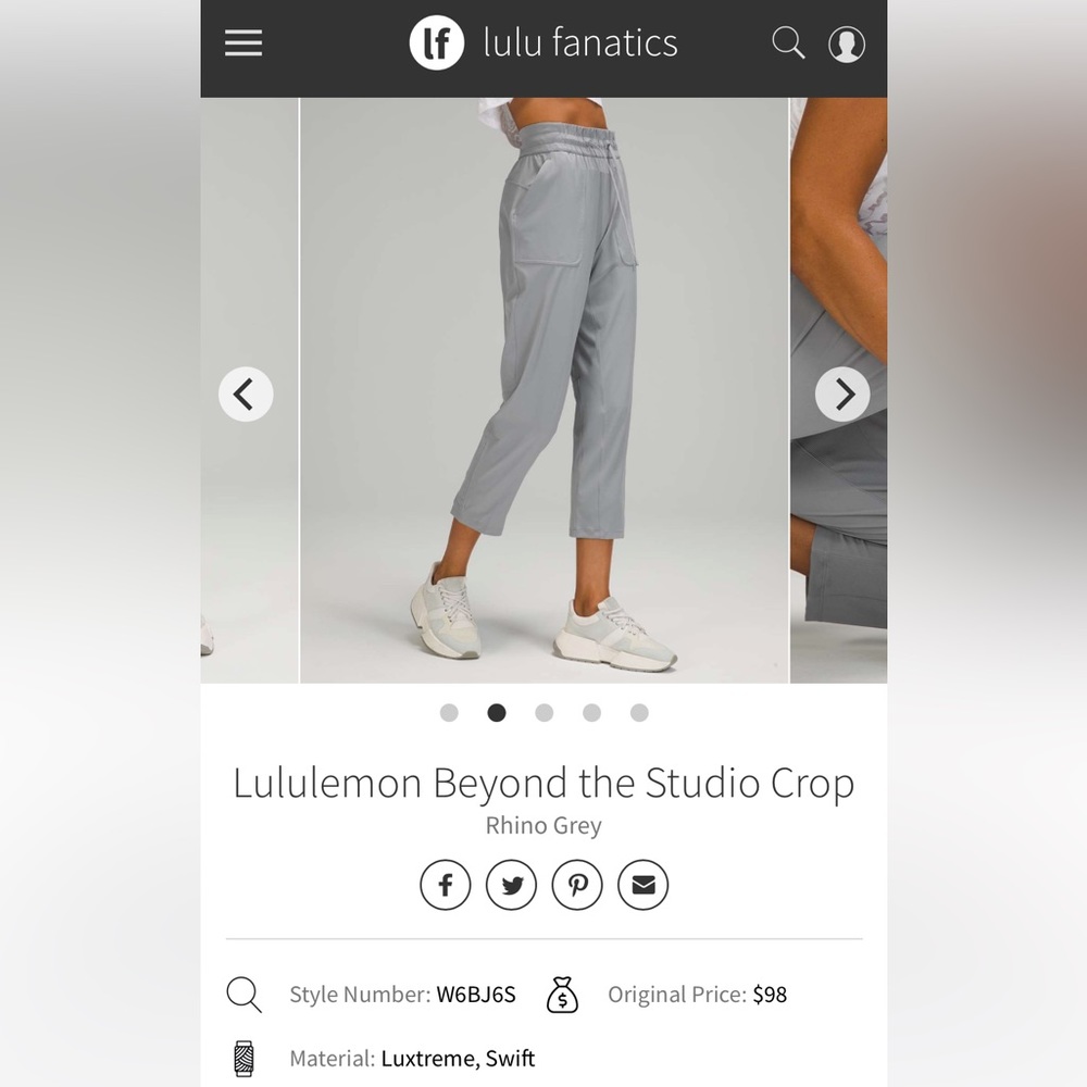 Lululemon Beyond the Studio Crop Pants